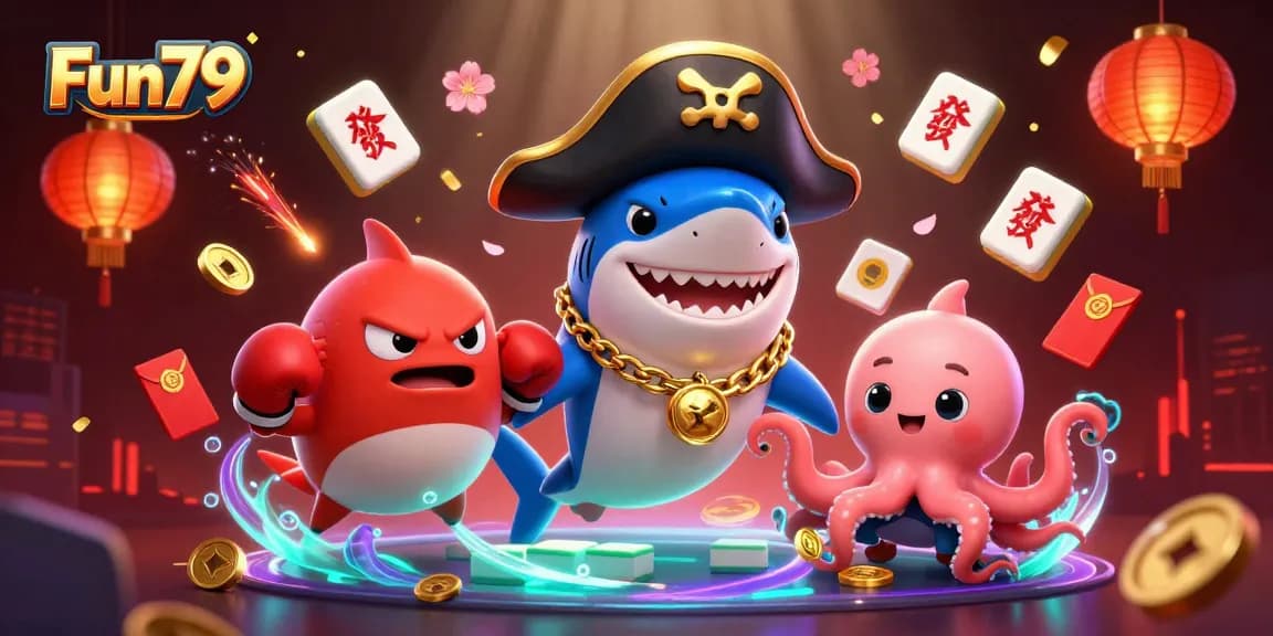 Fun79 showcases an exciting underwater adventure with cartoon characters and glowing casino elements