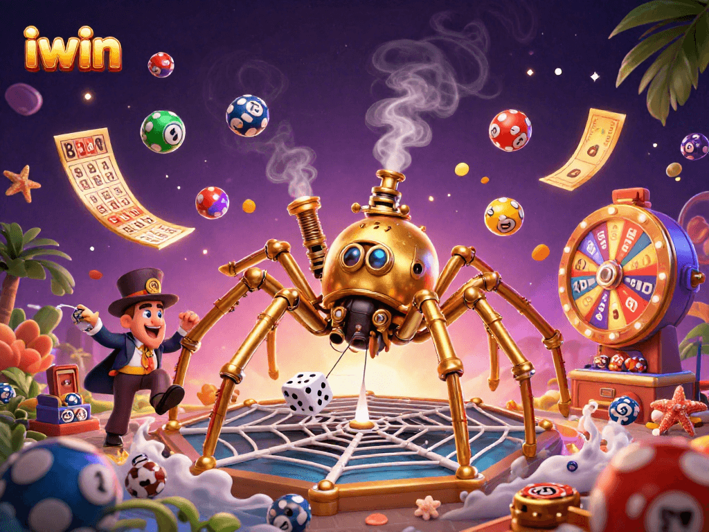 Experience iwin's vibrant casino energy with steampunk-themed characters and dynamic lottery elements.