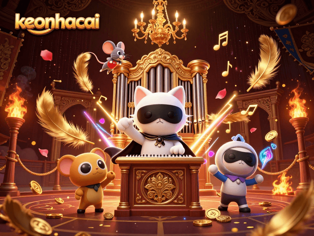 Engage players with keonhacai in this vibrant 3D casino scene featuring dynamic characters and rich elements.