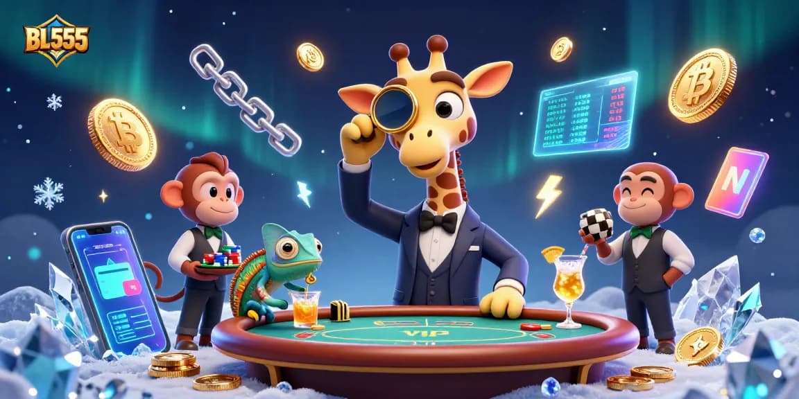 Engage in thrilling casino action at BL555 with high-roller giraffe and monkey valet.