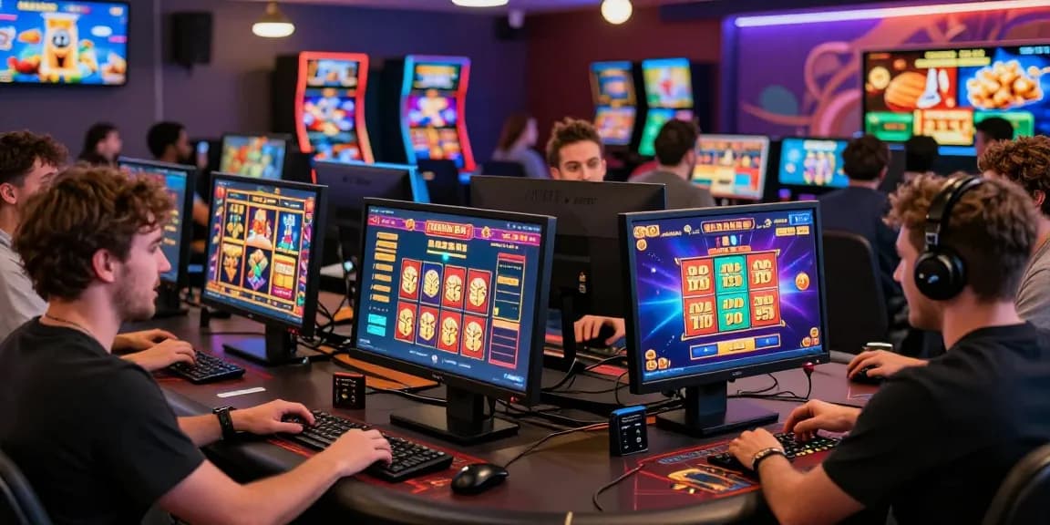 Exploring non UK licensed casinos in a vibrant online gaming environment with diverse players engaging in colorful games.