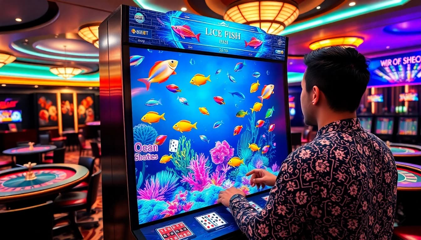 Experience the excitement of Bắn cá 8KBET with vivid marine life in a luxurious digital casino scene.