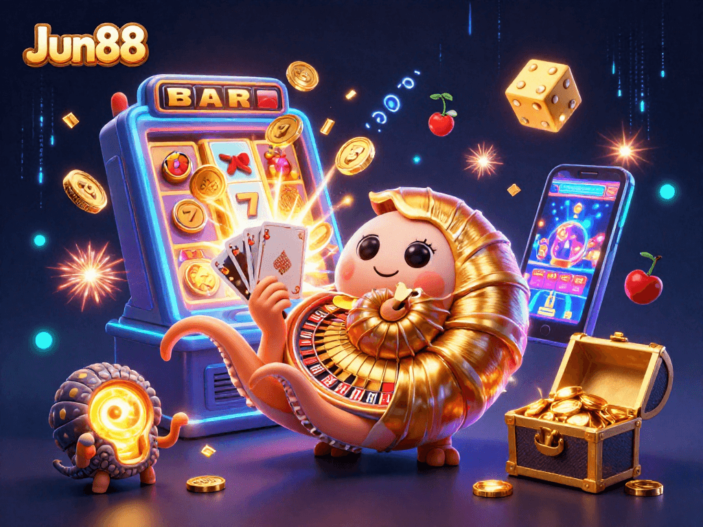 Experience thrilling gameplay with Jun88 as giant nautilus and glowing ammonites engage in immersive casino excitement.