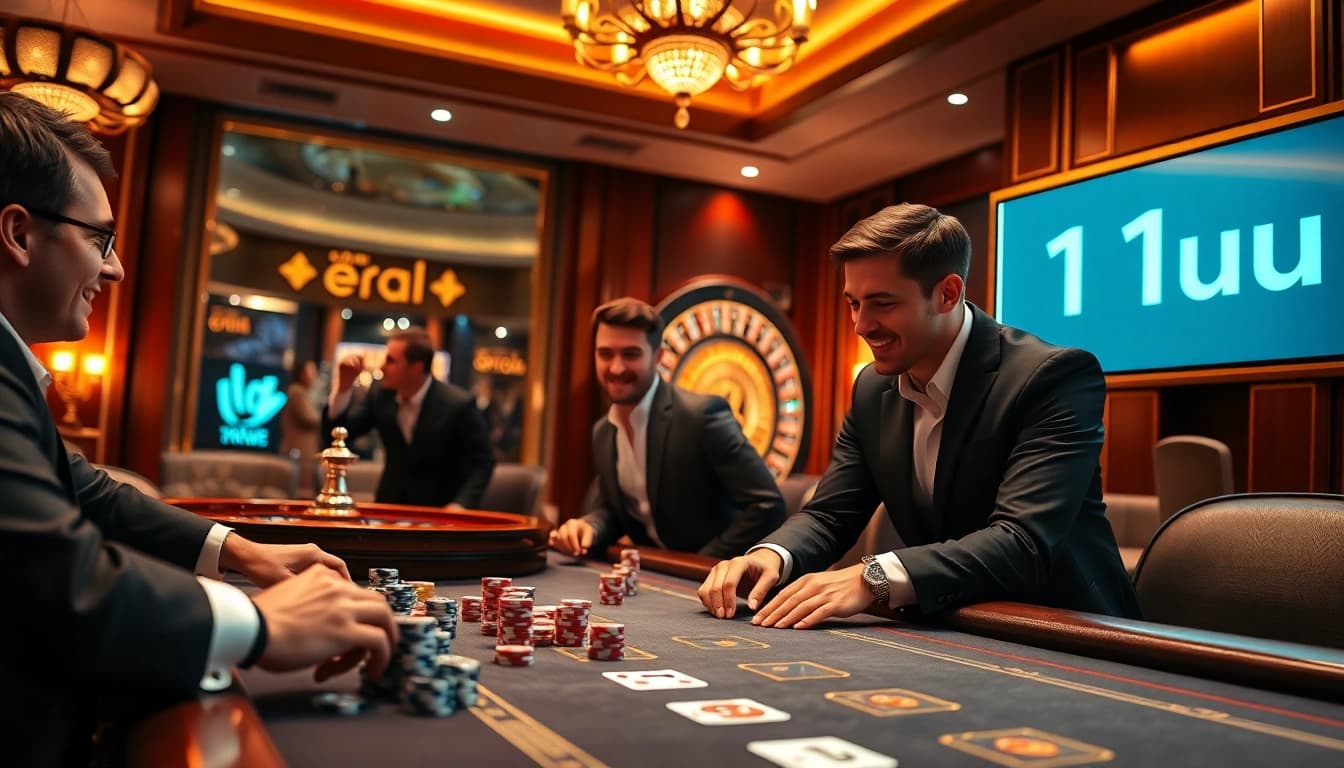 Exciting casino activity at 11uu featuring poker chips and enthusiastic players.