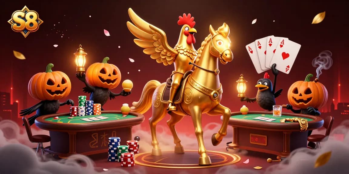 S8 players enjoy intense gambling action in a vibrant casino scene with unique characters and game elements.
