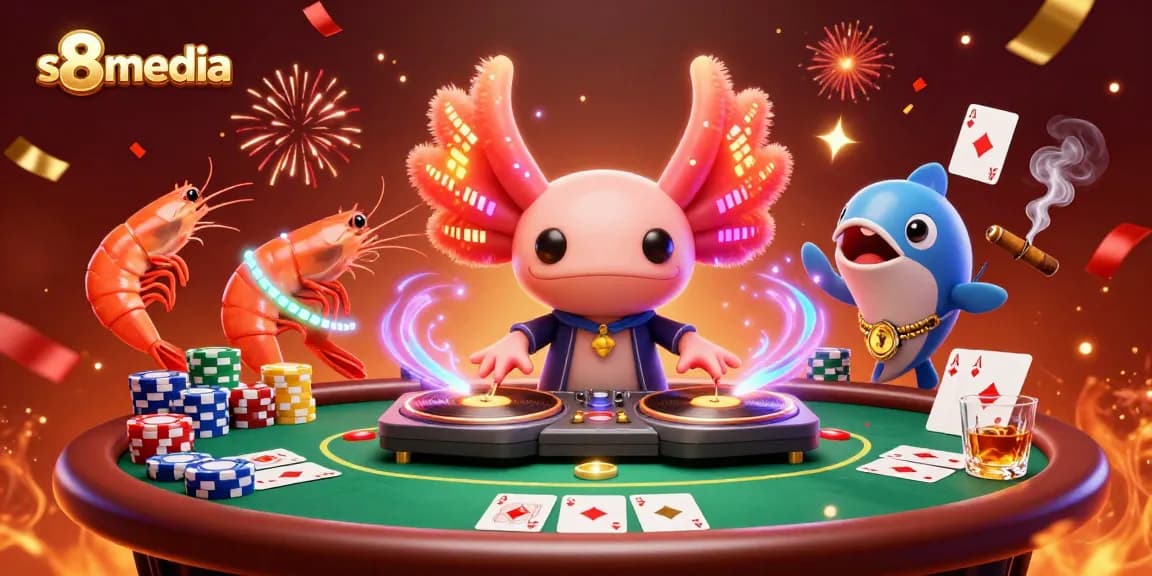 S8media enhances your gaming excitement with vibrant poker scenes featuring neon characters.