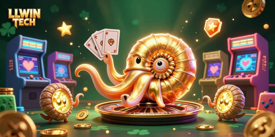 LLWIN TECH creates an exciting casino atmosphere with a giant nautilus roulette wheel and glowing game elements.