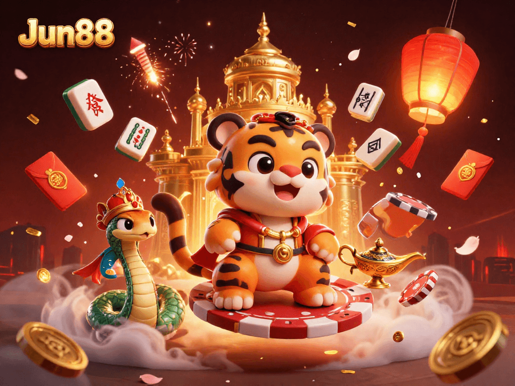 Experience thrilling adventures with Jun88 as Arabian Nights characters interact in a vibrant casino-themed scene.