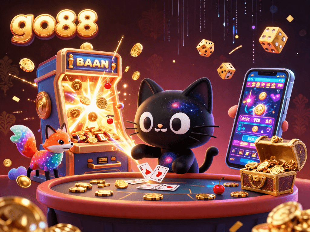 Engage with the go88 cosmic casino scene featuring vibrant characters and exciting gaming elements.