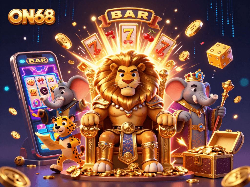 Experience the excitement of ON68 with vibrant characters and dynamic casino action.