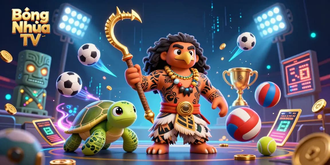 Experience the thrill of sports betting with Bóng Nhựa TV, featuring dynamic sports elements and exciting visuals.