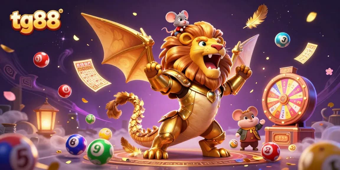Win big with tg88 in this vibrant 3D lottery celebration featuring colorful balls and golden prizes!