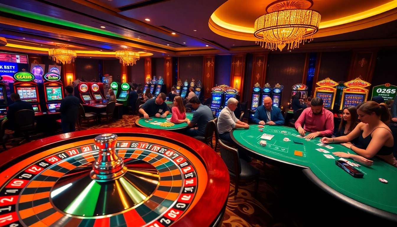 Experience the exciting casino atmosphere at ok365 com with roulette and slot machines.