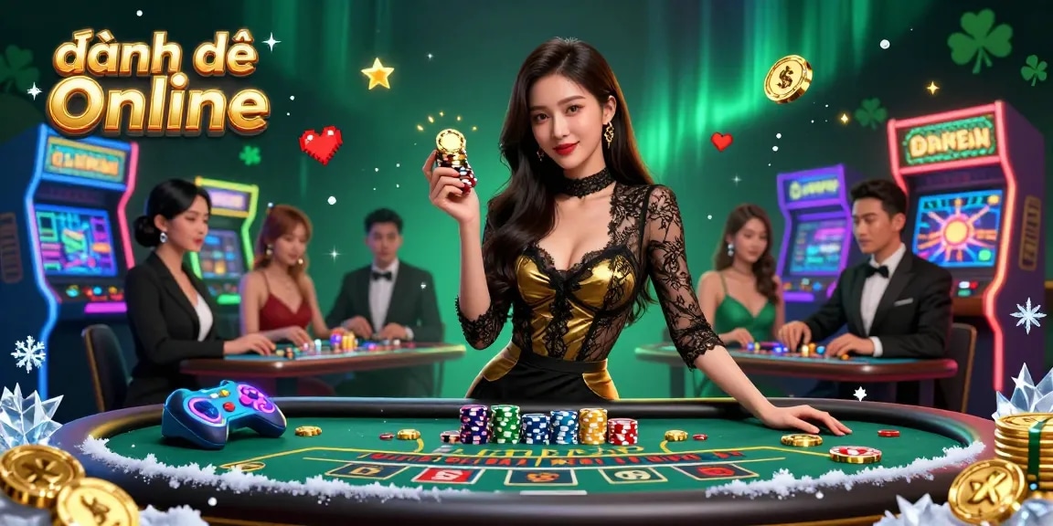 Engage in đánh đề online with a glamorous Asian woman at a VIP baccarat table showcasing golden casino chips.