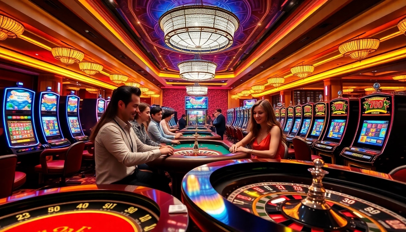 Engaged players experiencing the excitement of gaming at 789club casino with vibrant atmosphere.