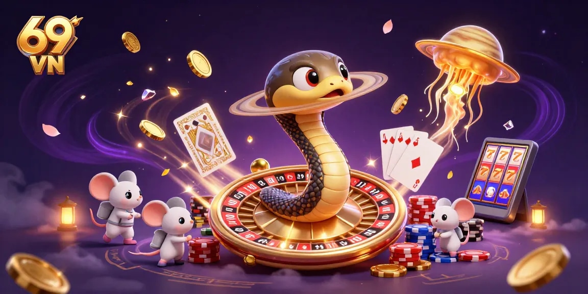 Spin the roulette at 69 VN as astronaut mice engage in vibrant cosmic betting action.