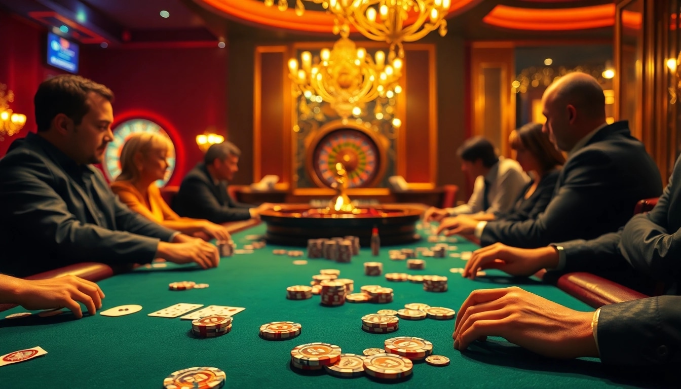 Exciting poker action at luongsontv60com showing vibrant casino atmosphere.