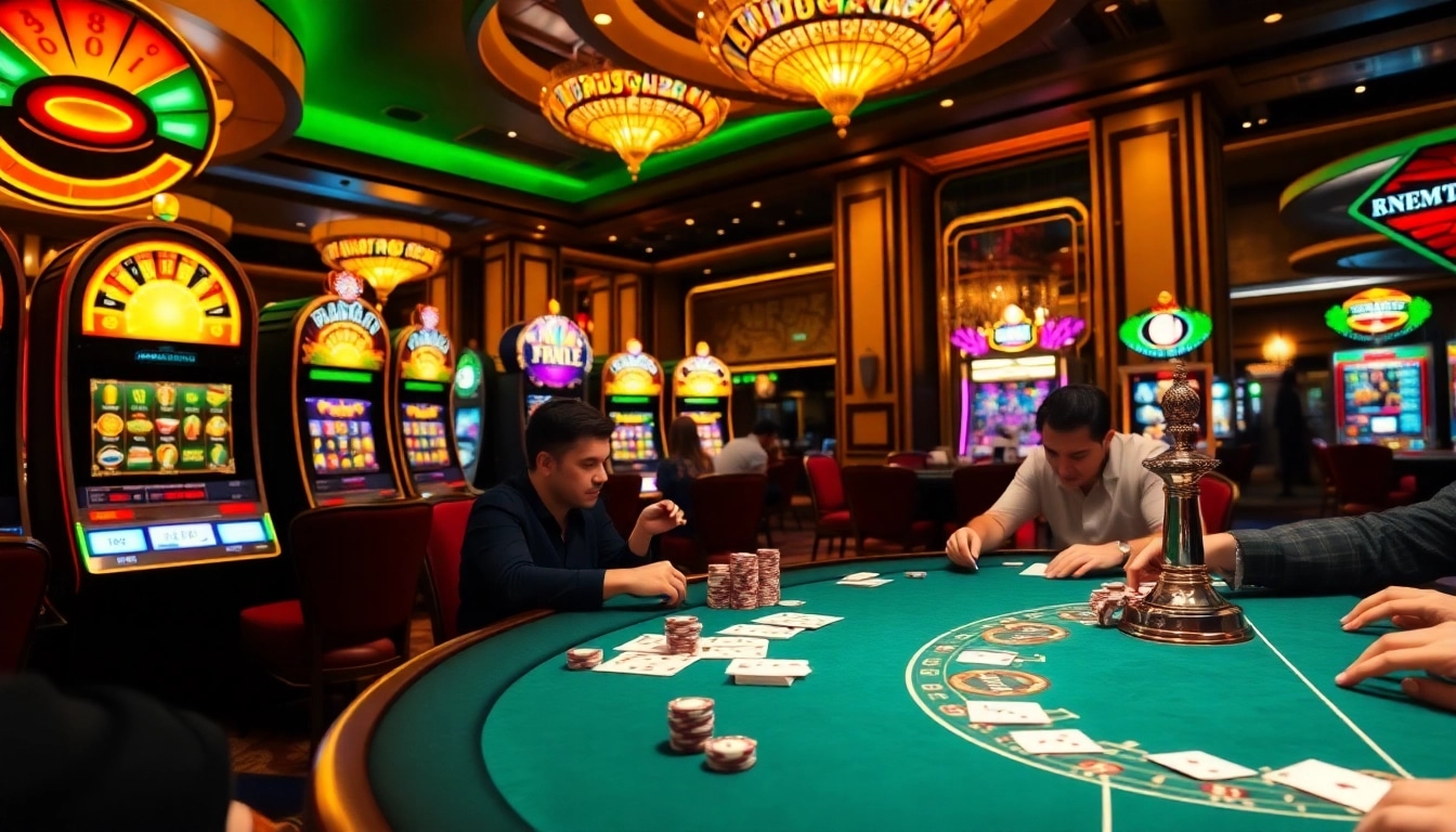 The vibrant casino atmosphere at https://789betg.com/ showcasing players at a poker table, enhancing the gambling experience.