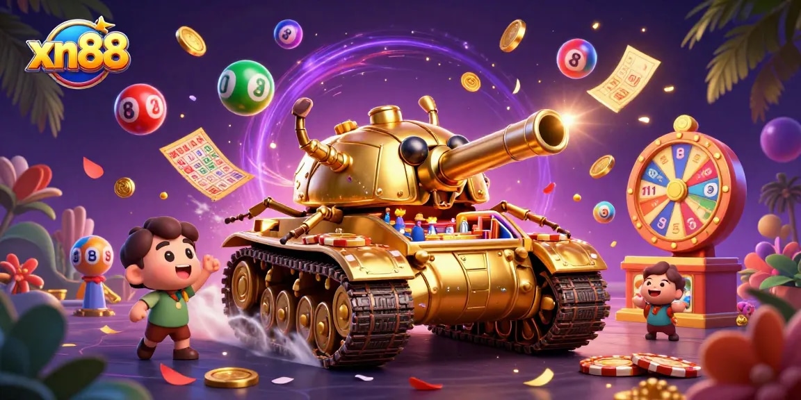 Engage with xn88's spectacular casino experience featuring a vibrant golden beetle tank packed with games and excitement.