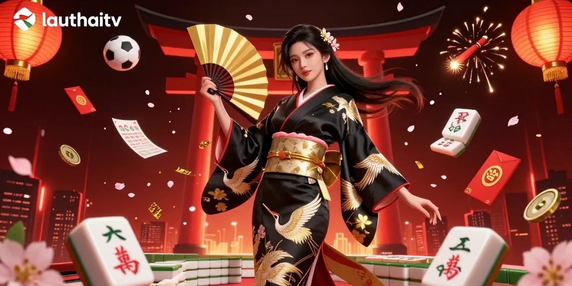 Experience thrilling gameplay with lauthaitv in this dynamic sports betting scene featuring floating elements.