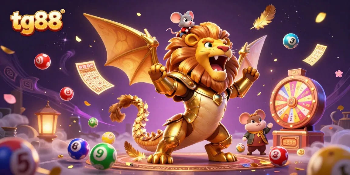Win big with tg88 in this vibrant 3D lottery celebration featuring colorful balls and golden prizes!