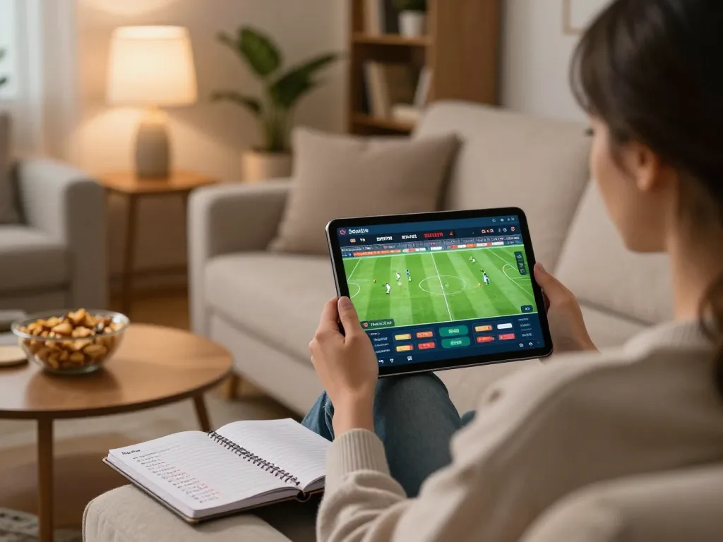 Socolive user engaging in live sports betting from home, showcasing a cozy atmosphere.