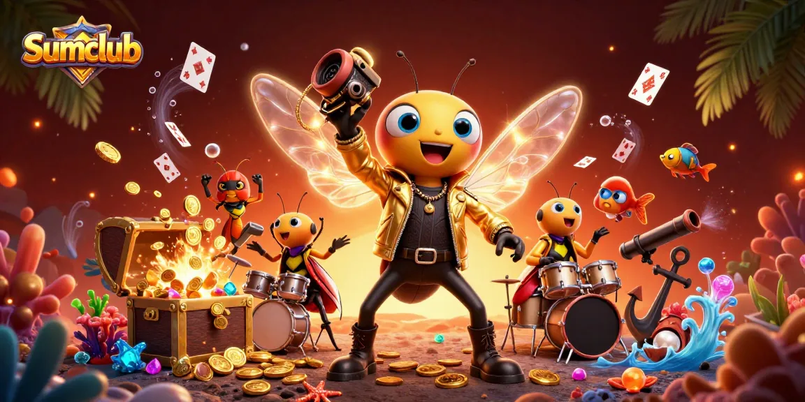 Experience thrilling gameplay at Sumclub with our energetic casino-themed illustration, featuring vibrant characters and dynamic elements.