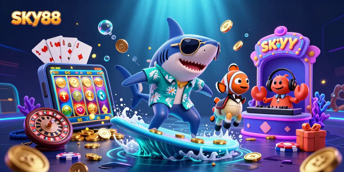 SKY88 showcases a vibrant underwater casino adventure with animated characters and dynamic gaming elements.