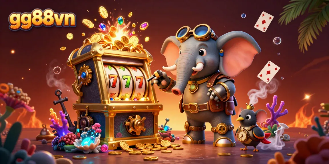 Spin the reels at gg88vn with a vibrant steampunk elephant engineer in action!