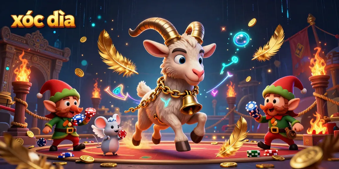 Play xóc đĩa in an exciting festive casino atmosphere with animated characters.