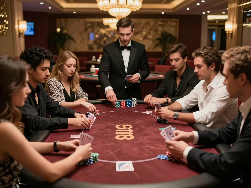 GO8 players strategizing during an exciting poker game at a luxury casino table