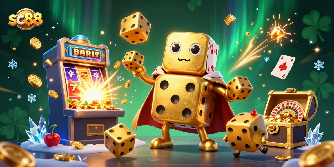 Spin the exciting slot reels at sc88 while enjoying golden dice and jackpot wins in a vibrant casino scene.