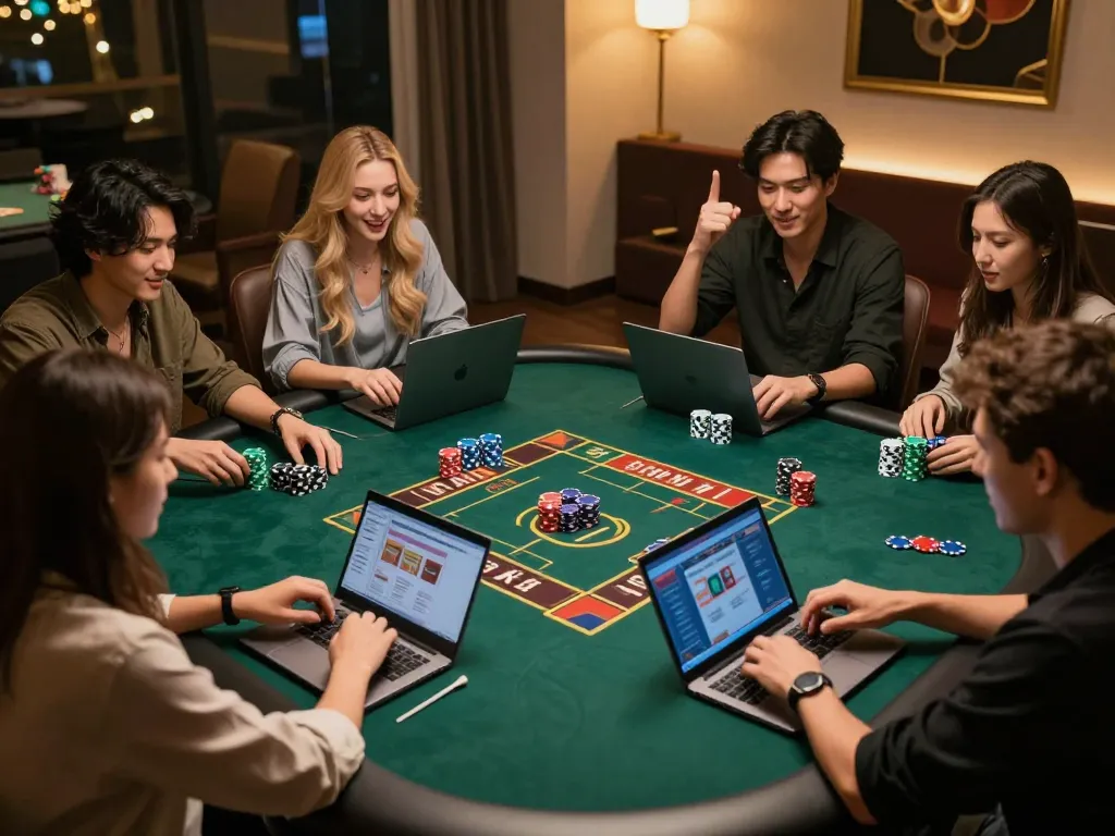 Players enjoying Game Tài Xỉu in a cozy, competitive home setting, focused on strategy.