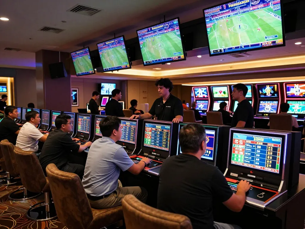 Engaging sports betting scene showcasing sunwin app use for live odds and wagers.