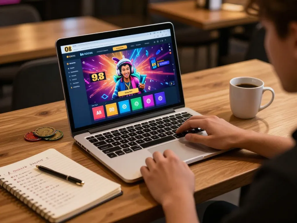 Engaged user experiencing O8 SOCIAL's online casino gaming interface while planning betting strategies.