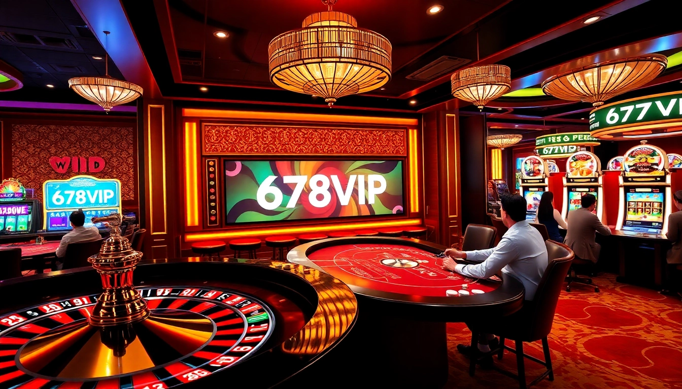Players enjoy high-stakes games at the vibrant 678VIP casino, filled with excitement and luxury.