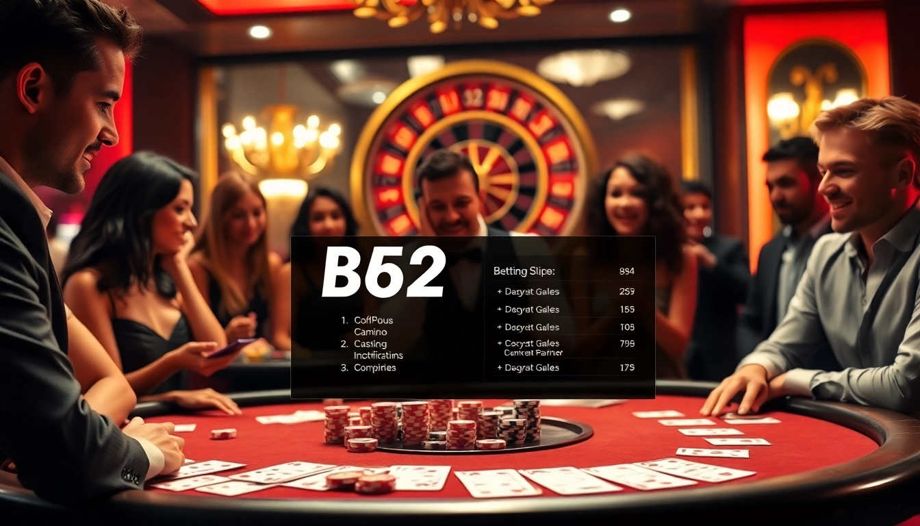 Experience the thrill of Cổng game B52 in a luxurious casino setting with excited players.