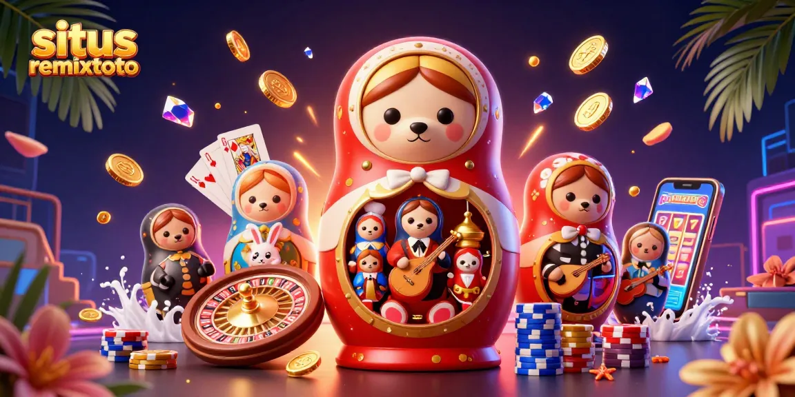 Engage in thrilling gameplay at situs remixtoto, featuring vibrant casino elements and dynamic characters.