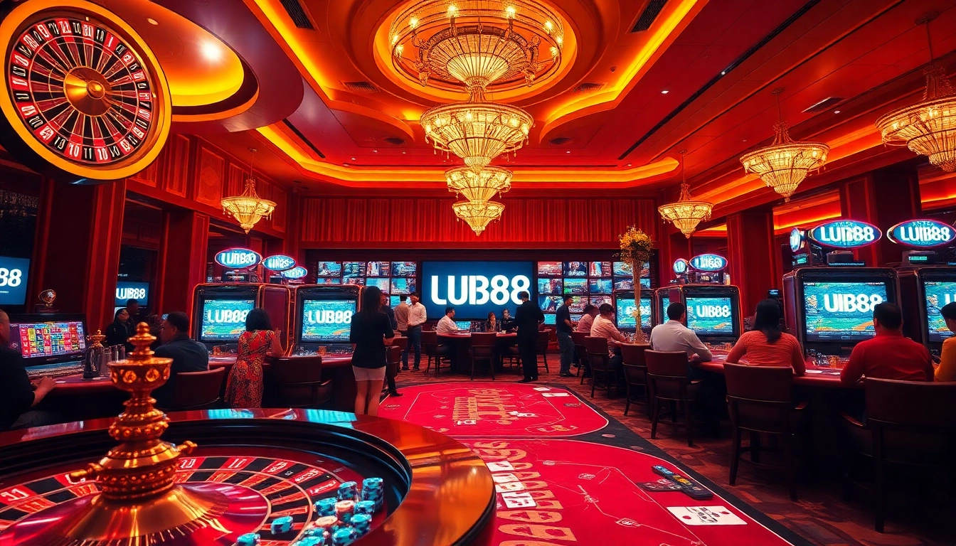 The UU88 platform displayed on vibrant casino screens, showcasing exciting online gambling activities.