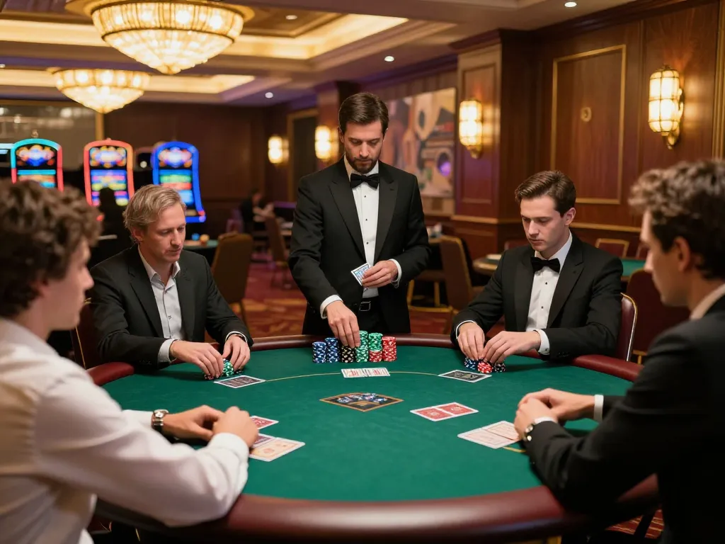 Players engage in a high-stakes poker game at an FC88 themed casino table.