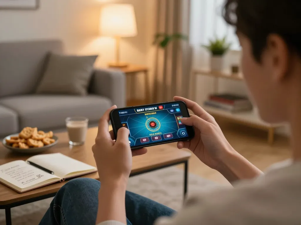Engaging with sv368 online casino on smartphone while relaxing at home highlighting responsible gaming