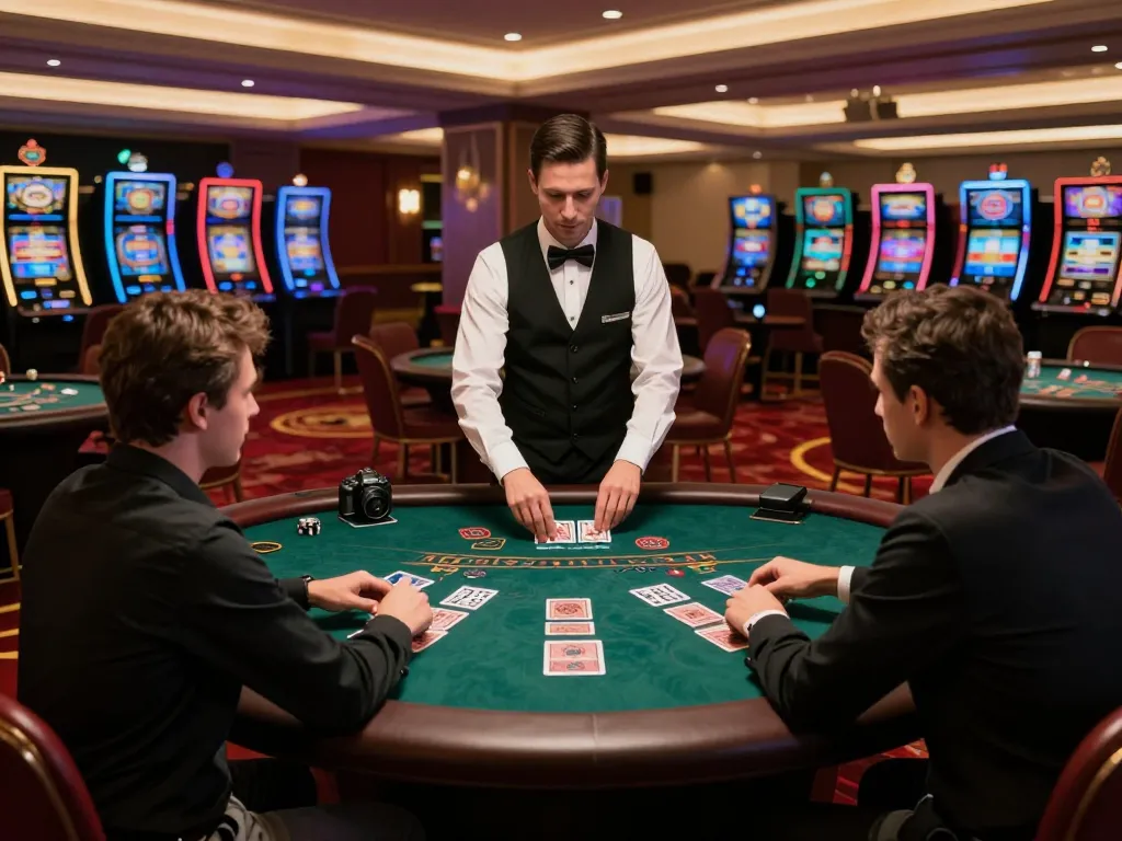 Engaging players at a blackjack table in the Sunwin casino showcasing strategic gameplay and luxury.