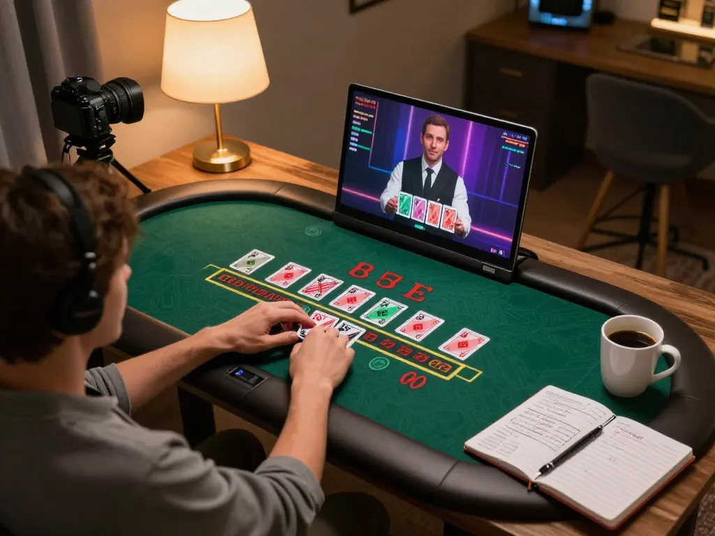 Engaging online gaming session with ok 365 blackjack on laptop, enhancing player strategy and enjoyment