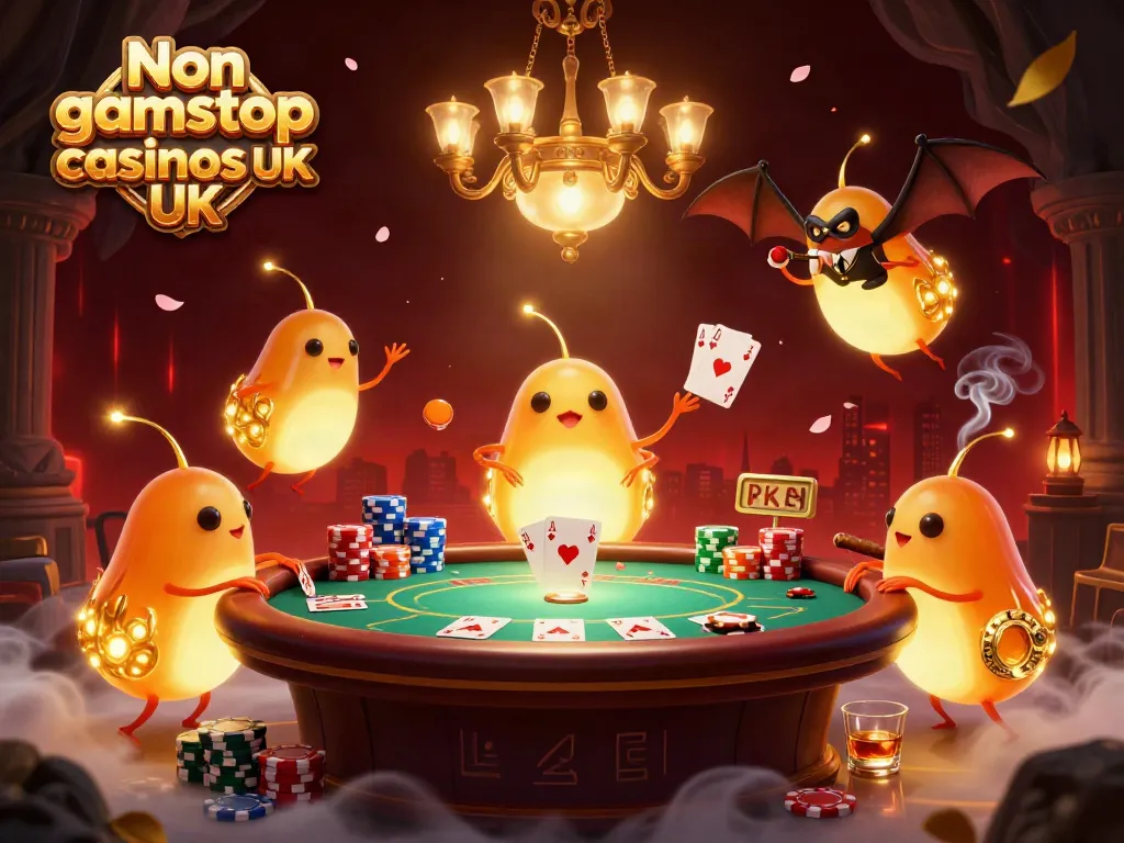 Experience the thrill of Non gamstop casinos UK with a vibrant cave casino scene illuminated by glowworms.