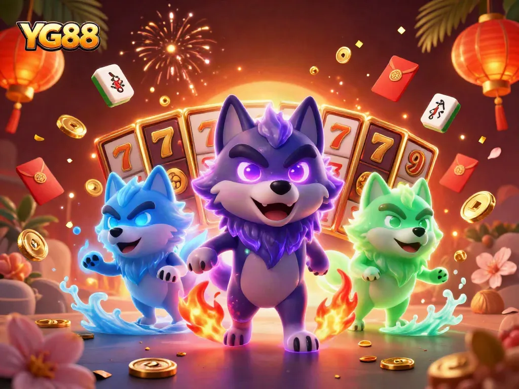 YG88 players spin the slot reels with glowing spectral wolves and floating bonuses, enhancing their winning chances.