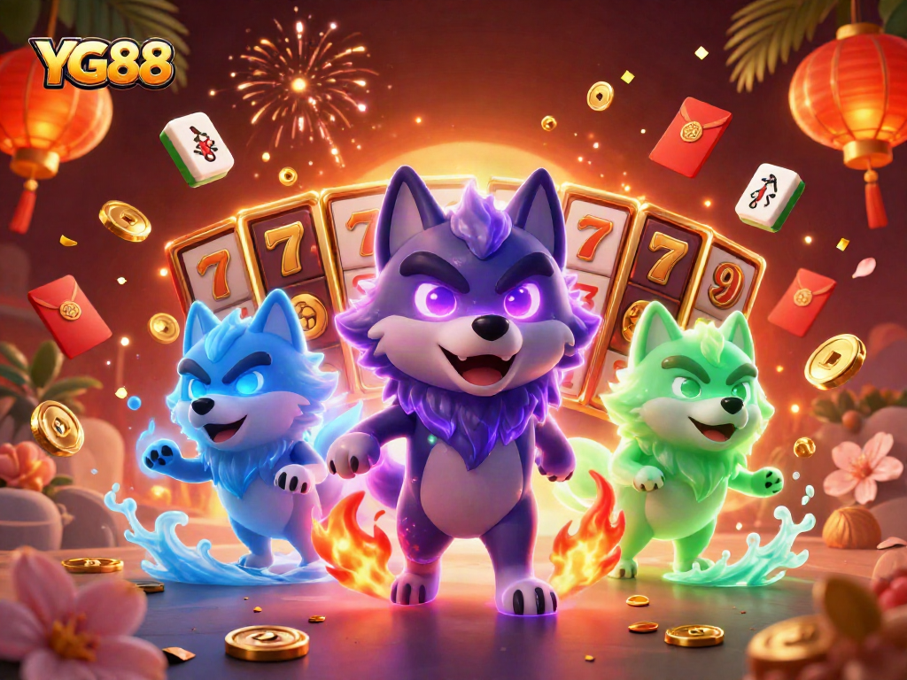 YG88 players spin the slot reels with glowing spectral wolves and floating bonuses, enhancing their winning chances.