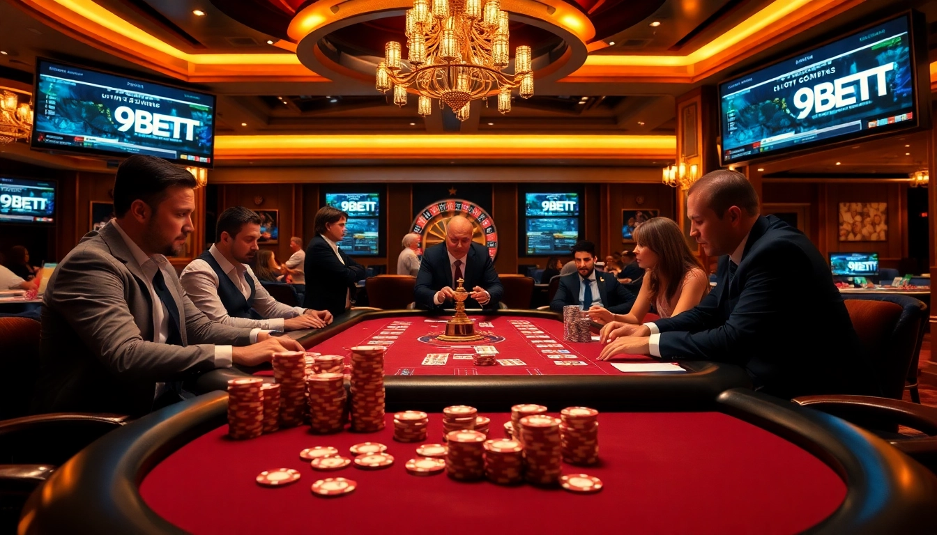 Experience the thrill of Link 9BET with lively poker action and vibrant casino elements.