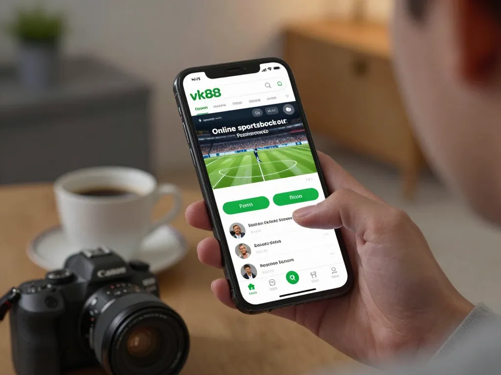 Place bets confidently on vk88 sportsbook interface displayed on smartphone