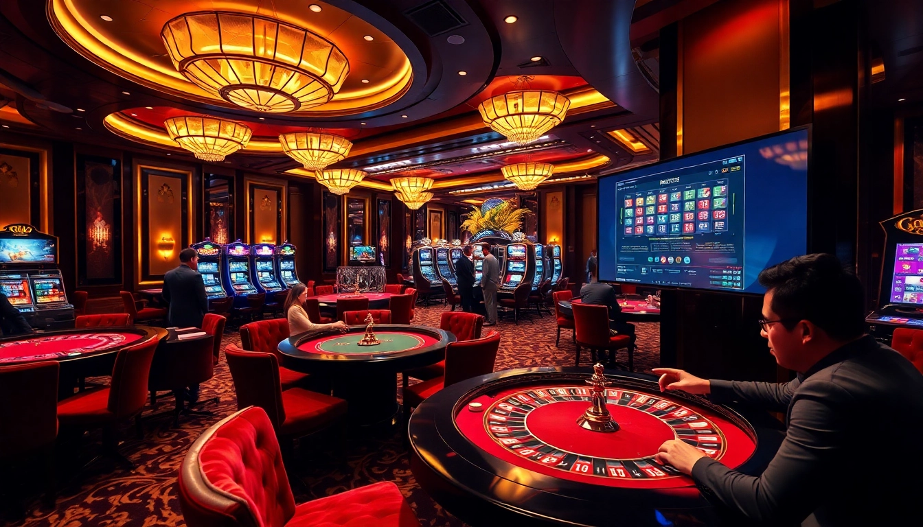 KJC XX88 players enjoying an exciting game night at a luxurious casino, highlighting high-stakes action and vibrant atmosphere.