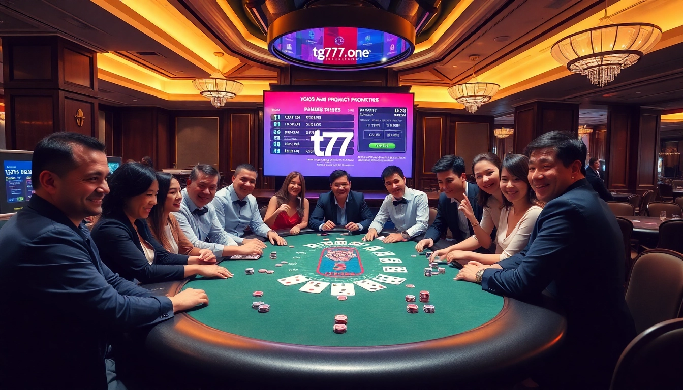 Players engage in a thrilling 3-Card Poker game at TG777's opulent casino.